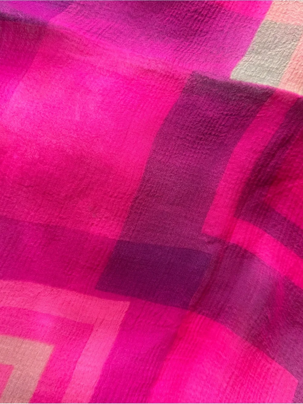 Yves Saint Laurent Silk Geometric Scarf Pink Navy 30” Square